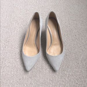 Enzo Angiolini mid block heel pump, grey suede